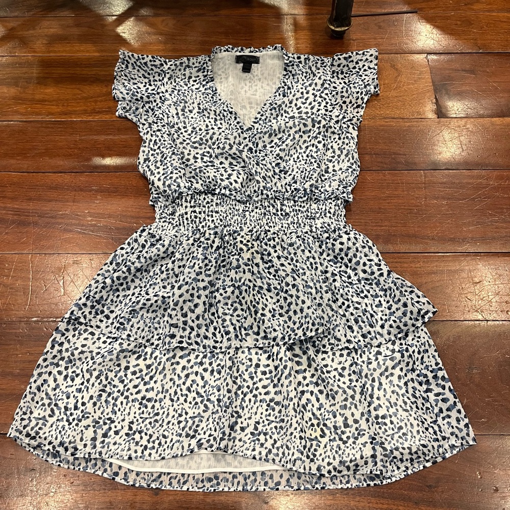 Aqua Blue and White Patterned Dress